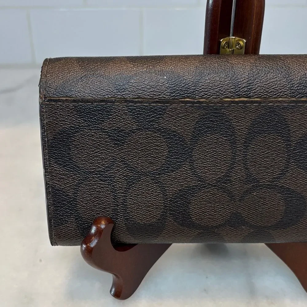 Coach Wallet Leather Signature Logo Coated Canvas Full Sized Slim